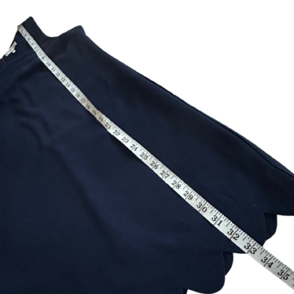 Monteau Women's L Navy Lined Sleeveless Above Knee Scalloped Hem Relaxed Dress - Picture 12 of 14